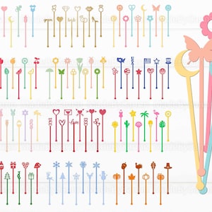 15 paquetes Stir Swizzle Sticks SVG, Agitadores de bebidas Cortar archivos, Stir Swizzle Sticks Glowforge, Navidad, San Valentín, Verano, Halloween, Otoño
