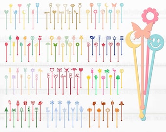 15 Packs Stir Swizzle Sticks SVG, Drink Stirrers Cut Files, Stir Swizzle Sticks Glowforge, Christmas, Valentines, Summer, Halloween, Fall