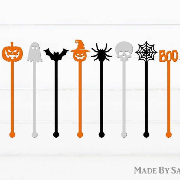 Halloween Stir Swizzle Sticks SVG, Halloween Drink Stirrers, Glowforge Halloween Svg, Halloween Pumpkin Svg, Witch Svg, File For Cut