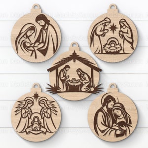 Christmas Nativity Scene Baubles SVG, Christmas Glowforge SVG, Layered Nativity Svg, Christmas Bauble SVG, Christmas Decor, Laser Cut File