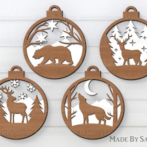 Ornement de Noël 3D, Ornements de Noël Bundle svg, Ornement de Noël Multi-couche, Christmas Glowforge svg, Christmas Baubles svg dxf