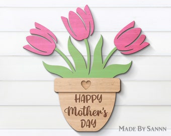 Mothers day Flowers Svg, Flowers Sign Svg, Mothers Day Svg, Flower holder laser file, Flower holder Svg, Glowforge Svg, Laser Cut File Svg