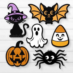 Cute Halloween Ornaments Svg, Spooky Pumpkin, Cute Halloween, Ghost Svg, Bat Svg, Halloween Laser Cut Files, Glowforge Svg, Halloween Decor