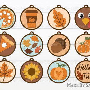 Fall Ornaments Svg Bundle, Autumn Round Sign Svg, Fall Designs Svg, Pie Svg, Turkey Svg, Hello Fall, Leafs Svg, Pumpkin Svg, Glowforge File