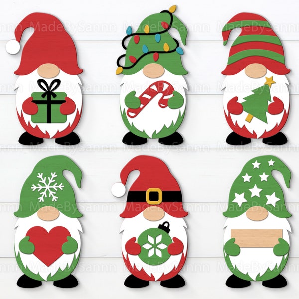 Christmas Gnome Bundle SVG, Decoración navideña, Adornos de gnomo de Navidad Svg, Signo de gnomos, Corte láser, Glowforge Svg, Archivos para CriCut