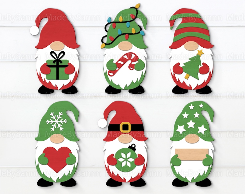 Christmas Gnome Bundle SVG, Christmas Decor, Christmas Gnome Ornaments Svg, Gnomes Sign, Laser Cut, Glowforge Svg, Files for CriCut image 1