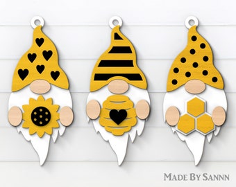 Bee Gnome svg, Spring Gnomes svg, Gnomes Bundle svg, Laser Cut Files, Gnomes Gloworge svg, Gnomes Sunflowers svg, Cricut, Silhouette