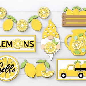 Lemon Tier Tray Svg, Tier Tray Fruit Svg, Summer Svg, Glowforge Svg, Laser Cut File, Tiered Tray décor, Lemon Gnome Svg, Lemon Truck Svg