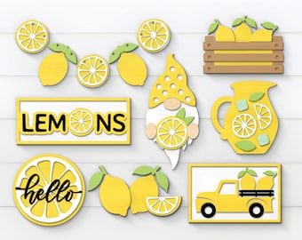 Lemon Tier Tray Svg, Tier Tray Fruit Svg, Summer Svg, Glowforge Svg, Laser Cut File, Tiered Tray decor, Lemon Gnome Svg, Lemon Truck Svg