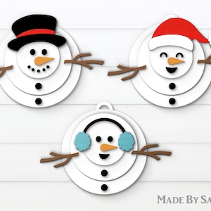 Ornement de bonhomme de neige SVG, Bauble Svg, Ornements de Noël Svg, Snowman Bauble Svg, Glowforge SVG, Découpe laser de Vacances, Décor de Noël