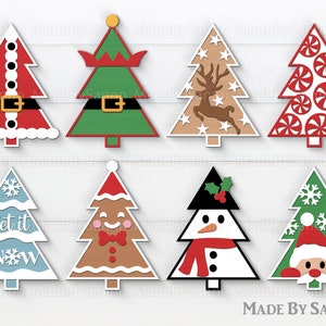 Staande Kerstboom SVG, Kerstbomen Design Bundel, Kerstboom Decor Svg, Laser gesneden Bestanden, Sneeuwvlok Bomen Svg, Glowforge Files