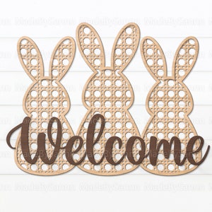 Coniglio di canna in rattan SVG, Appendiabiti per porta di Pasqua Svg, Coniglietto di Pasqua SVG, Tag cestino coniglietto di Pasqua, Glowforge Svg, File Laser Cur, File per Cricut