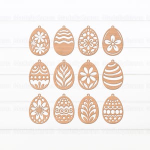 Easter Floral Eggs Svg Bundle, Easter Eggs Laser Cut Svg, Easter Ornaments Svg, Easter Floral Egg Tags Svg, Set of 12 Easter Laser Cut svg image 2
