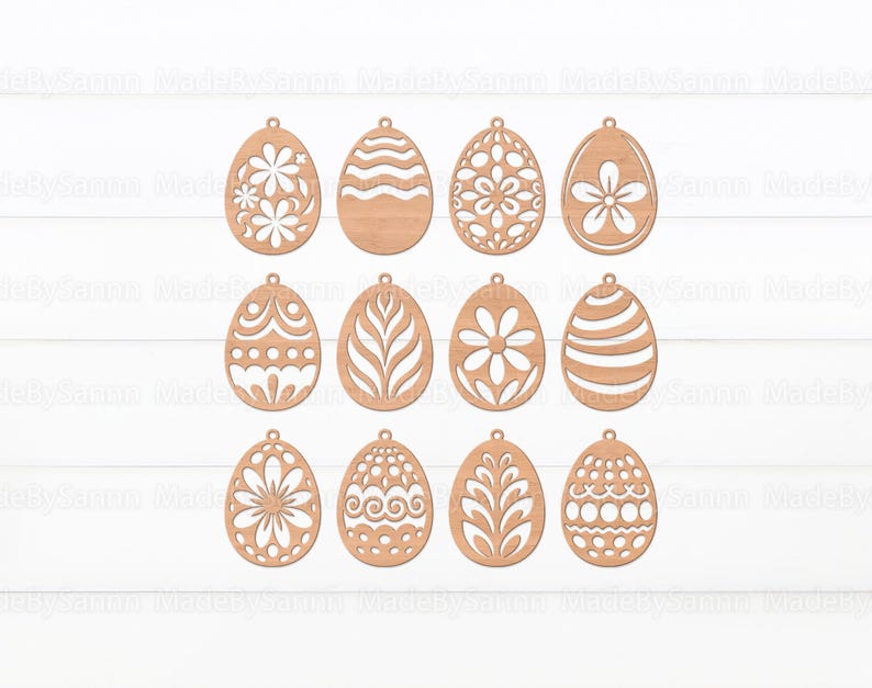 Easter Floral Eggs Svg Bundle, Easter Eggs Laser Cut Svg, Easter Ornaments Svg, Easter Floral Egg Tags Svg, Set of 12 Easter Laser Cut svg image 2