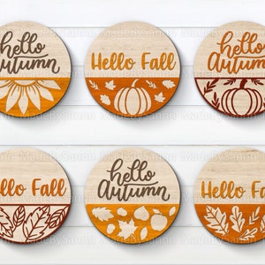 Autumn Door Hanger svg, Fall Door Sign, Autumn Bundle svg, Hello Fall svg, Hallo Autumn svg, Autumn Glowforge svg, Wood Cutting dxf
