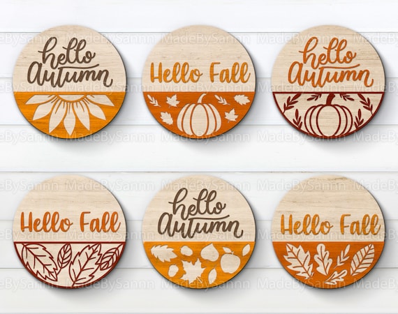 Autumn Door Hanger svg, Fall Door Sign, Autumn Bundle svg, Hello Fall svg, Hallo Autumn svg, Autumn Glowforge svg, Wood Cutting dxf