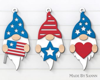 Patriotic Gnome Svg, 4th of July Gnomes, Independence Day Svg, Gloworge Svg, Files For Cricut, Laser Cut Files, Patriotic Gnome Clipart