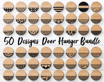 Door Hanger Bundle 50 SVG, Door Hanger Pack SVG, Patterned Door Hanger Svg, SVG Template Bundle, Welcome Sign, Vector, Wood Cutting dxf, eps