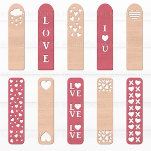 Valentinstag Lesezeichen Laser Cut SVG, Valentinstag Svg, Lesezeichen Vorlage Svg, Glowforge Svg, Valentine Laser Cut Dateien, Lesezeichen svg