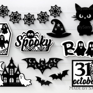 Halloween Tiered Tray Svg, Spooky Halloween Sign Svg, Halloween Svg Bundle, Glowforge Svg, Laser Cut File, Tiered Tray Decor, Boo Svg
