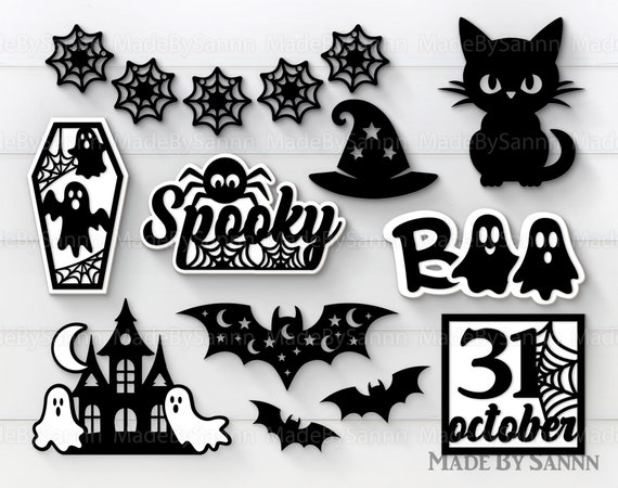 Halloween Tiered Tray Svg, Spooky Halloween Sign Svg, Halloween Svg Bundle, Glowforge Svg, Laser Cut File, Tiered Tray Decor, Boo Svg