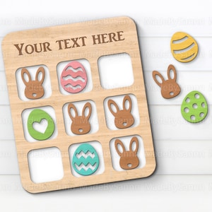Ostern Tic Tac Toe Datei, Ostern Spiel Datei, Ostern Tic Tac Toe SVG, Glowforge Laser Vorlage, Brettspiel Svg, Osterhase Svg