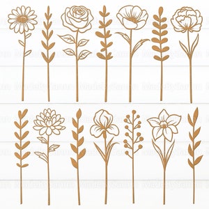 WildFlowers Bouquet SVG Bundle, Wildblumen SVG, Muttertagsgeschenk SVG, Holzblumen SVG, Wildblumen SVG, Glowforge SVG, Laser Cut Datei