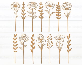 WildFlowers Bouquet Svg Bundle, Wildflowers Svg, Mothers Day Gift Svg, Wood Flowers Svg, Wild flowers Svg, Glowforge Svg, Laser Cut File