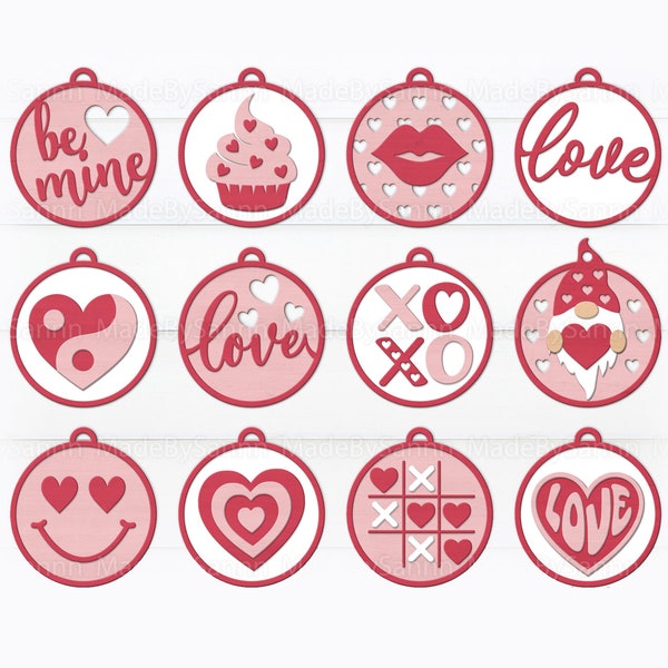 Valentine Ornaments Svg, Valentine Laser Svg, Laser Ornaments SVG, Cricut cut file, Love Ornaments Svg, Vector File, Glowforge SVG