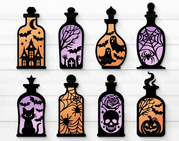 Potion Bottles Svg, Poison Bottle Svg, Witches Bottle Svg, Magic Potion bottle, Halloween Svg, Wizard Svg, Alchemy svg, Wood Halloween Decor