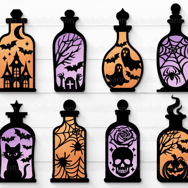 Potion Bottles Svg, Poison Bottle Svg, Witches Bottle Svg, Magic Potion bottle, Halloween Svg, Wizard Svg, Alchemy svg, Wood Halloween Decor