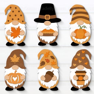 Pacote Svg de Gnomos de Ação de Graças, Gnomo Glowforge, Gnomo de outono Svg, Gnomo de outono Svg, Glowforge de outono, Gnomos agradecidos, Silhueta de Gnomos Cricut