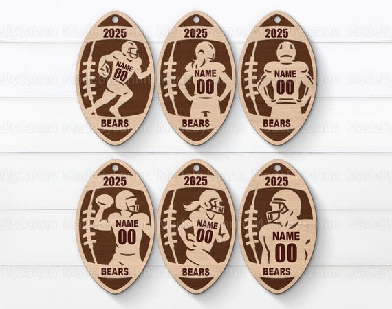 Football Ornaments SVG Bundle, Custom Sports Ornament Svg, Football Player Ornament, Laser Cut Files, Glowforge Cricut Svg, Male and Female