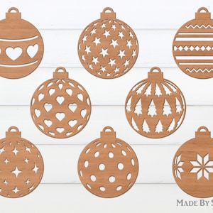Ornamento della palla di Natale SVG, Pacchetto segni natalizi SVG, Pallina di Natale SVG, Palla di Natale, Decorazioni natalizie, File tagliato al laser, Glowforge