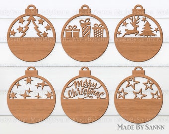 クリスマス オーナメント SVG、クリスマス サイン バンドル SVG、クリスマス ボーブル SVG、クリスマス デコレーション、レーザー カット ファイル、Glowforge ファイル