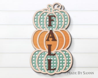 Herbst stehender Kürbis Svg, Herbst Gowforge Svg, Herbst Svg, Herbst Dekor, Laser Cut Datei, Stapelkürbisse, Kürbis Türhänger Svg, eps, dxf