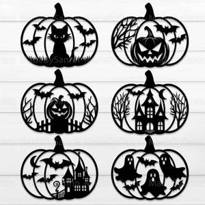 Halloween Pumpkin Bundle Svg, Pumpkins svg, Halloween Decor svg, Pumpkin Laser Cut Files, Halloween svg, Spooky Glowforge Svg, Black Cat Svg