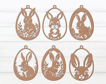 Hase Osterei SVG, Osterornamente SVG, Hängendes Osterei SVG, Ostern Glowforge SVG, Osterei SVG, Osteraufhänger SVG, dxf eps png