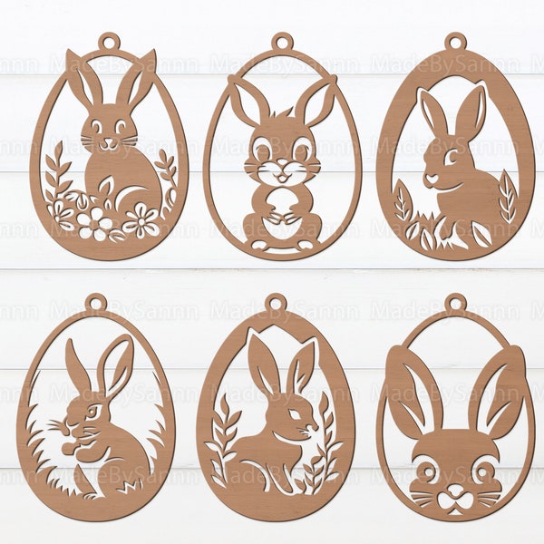 Hase Osterei SVG, Osterornamente SVG, Hängendes Osterei SVG, Ostern Glowforge SVG, Osterei SVG, Osteraufhänger SVG, dxf eps png