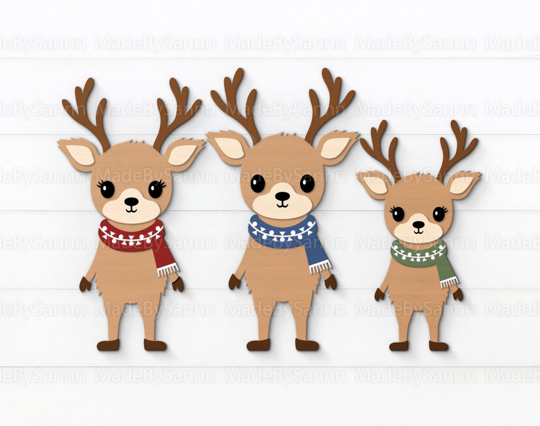 Reindeer Family With Scarves Svg, Reindeer Christmas Ornaments Svg