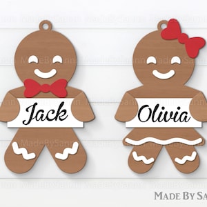 Etiquetas de pão de gengibre Svg, enfeites de Natal Svg, enfeites de pão de gengibre SVG, Glowforge SVG, corte a laser, arquivo para Cricut, decoração de Natal, dxf