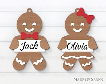 Gingerbread Tags Svg, Christmas Ornaments Svg, Gingerbread Ornaments SVG, Glowforge SVG, Laser Cut, File For Cricut, Christmas Decor, dxf