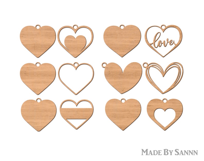 Hearts Tags SVG, Valentine Tags SVG Laser Cut, Mother's Day Glowforge SVG, Glowforge Valentine files, File For Cricut, image 2