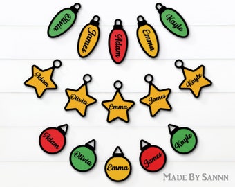 Personalized Family Christmas Ornament, Christmas Lights Svg, Laser Cut File, Christmas Tree Ornament Svg, Glowforge Svg, eps, ai