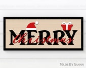 Merry Christmas SVG, Laser Cut File, Files For Cricut, Home Decor, File For Glowforge, Santa Hat SVG, Christmas Gift svg, Present svg