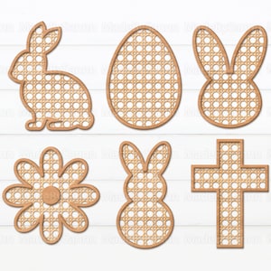 Rattan Cane Ostern Set SVG, Osterhase SVG, Hasenohren SVG, Ostern Rattan Wicker, Kreuz Svg, Glowforge Svg, Dateien für Cricut, Laserdateien