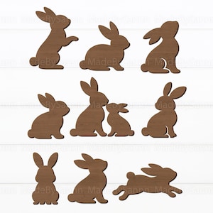 Leuke paashaasjes SVG-bundel, paasdecoratie, paashaasjes SVG, houten konijntjes SVG, lentedecoratie, Glowforge SVG, lasersnijbestand, Cricut-bestand
