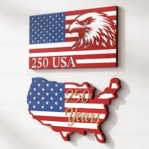 USA 250th Anniversary SVG File, Independence Day, American Flag Svg, Fourth Of July Engraving File, USA Svg, Glowforge Files, Laser Cut Svg