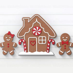Casa di pan di zenzero SVG, Coppia di pan di zenzero Svg, Ornamenti di Natale SVG, file Glowforge, Decorazioni natalizie SVG, File di taglio laser, Natale Svg