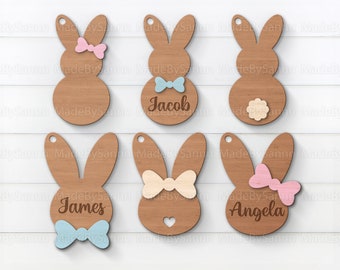 Bunny Basket Tag svg, Easter Tags svg, Bunnies Tag Bundle svg, Easter Laser Cut File, Basket Name Tag svg, Bunny Hanger svg, Bunny Peep SVG